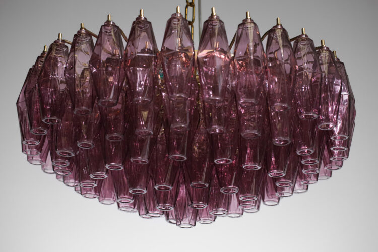 lustre polyèdres moderne 65 cm améthyste murano venini "Romina" - EL140