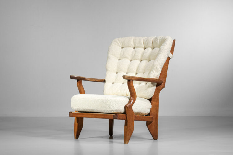 Fauteuil grand repos de Guillerme et chambron model madame pour votre maison années 60 en chene - F573