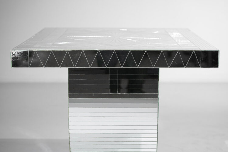 Rare console table mosaïque de miroirs par Eugene C. années 80 - F282