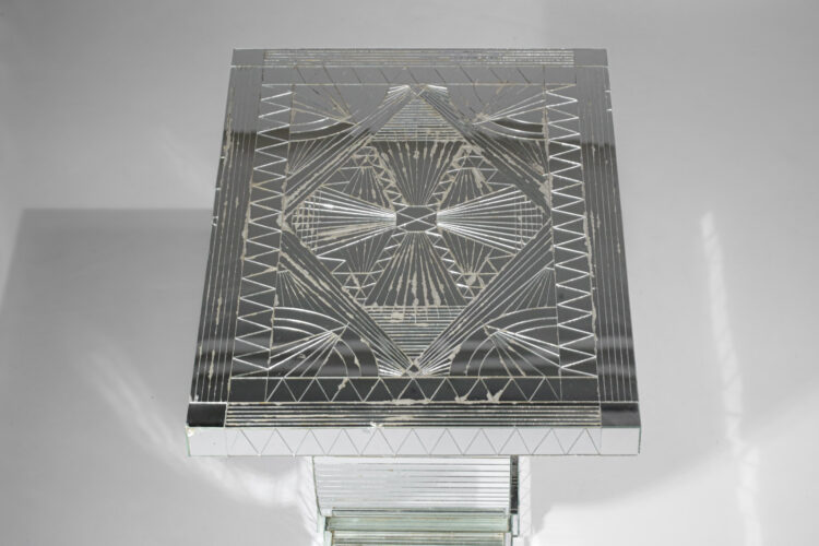 Rare console table mosaïque de miroirs par Eugene C. années 80 - F282