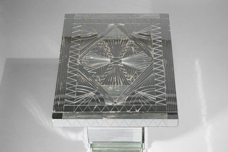 Rare console table mosaïque de miroirs par Eugene C. années 80 - F282