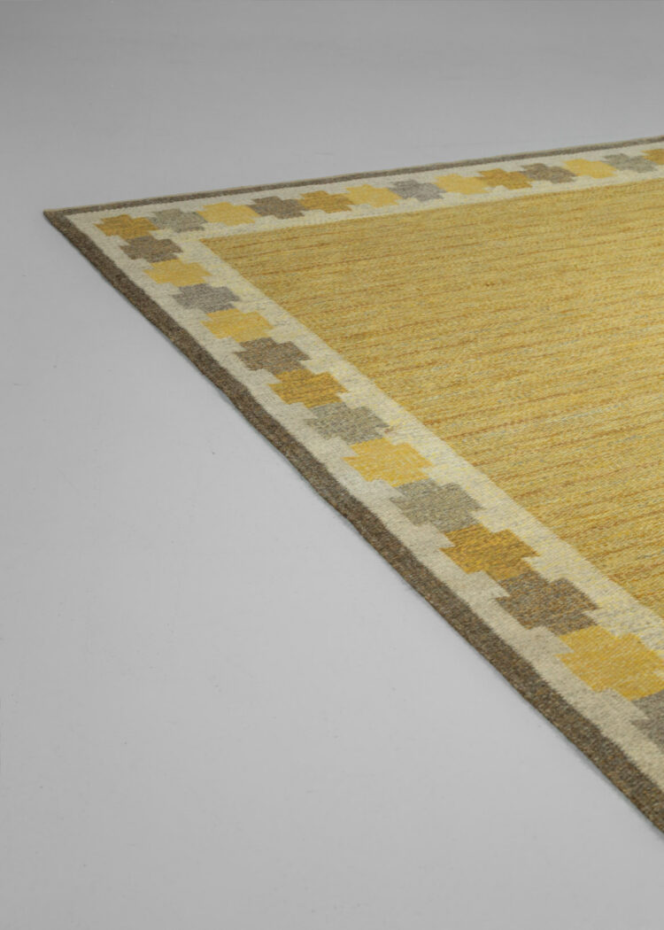 Tapis suédois Ingegerd Silow vintage scandinave dessins jaunes -