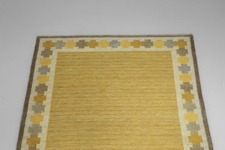 Tapis suédois Ingegerd Silow vintage scandinave dessins jaunes -