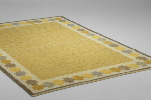 Tapis suédois Ingegerd Silow vintage scandinave dessins jaunes -