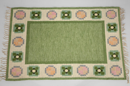 Tapis suédois ingegerd Silow vintage scandinave vert rose - D175