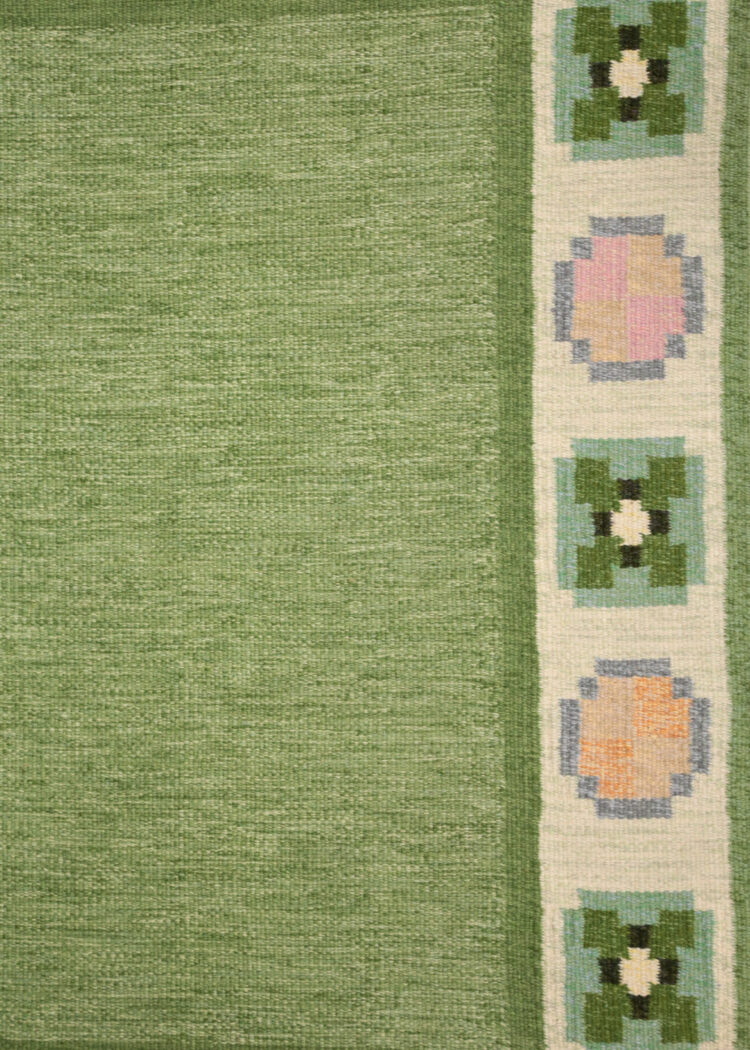 Tapis suédois ingegerd Silow vintage scandinave vert rose - D175