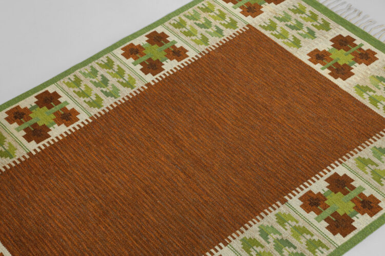 Tapis suédois scandinave Berit Woelfer vintage années 60 tissé main - E159