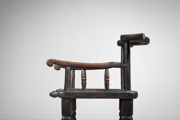 chaise fauteuil senoufo ethnic en bois massif années 60 - F561