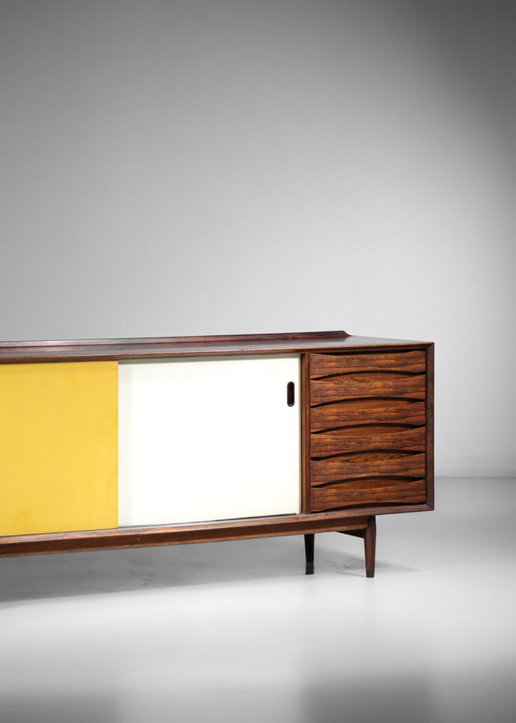 enfilade danoise arne vodder jaune et blanche en palissandre de rio scandinave - F228