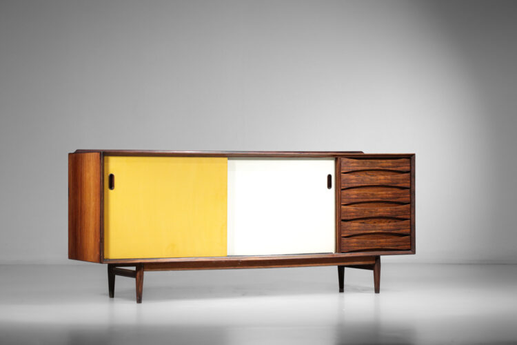 enfilade danoise arne vodder jaune et blanche en palissandre de rio scandinave - F228