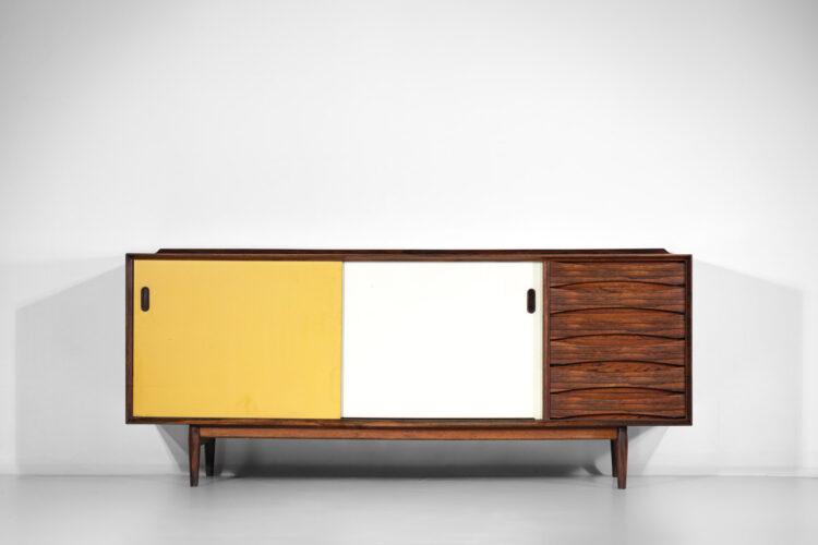 enfilade danoise arne vodder jaune et blanche en palissandre de rio scandinave - F228