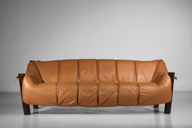 grand canapé sofa percival lafer MP 211 cuir camel - F595