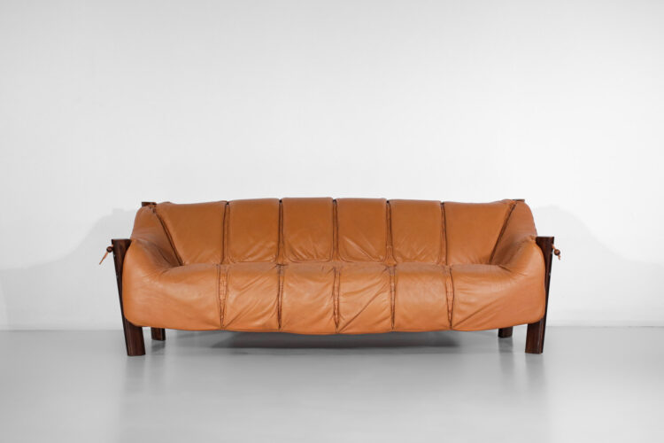 grand canapé sofa percival lafer MP 211 cuir camel - F595