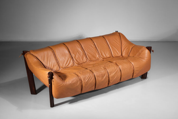 grand canapé sofa percival lafer MP 211 cuir camel - F595