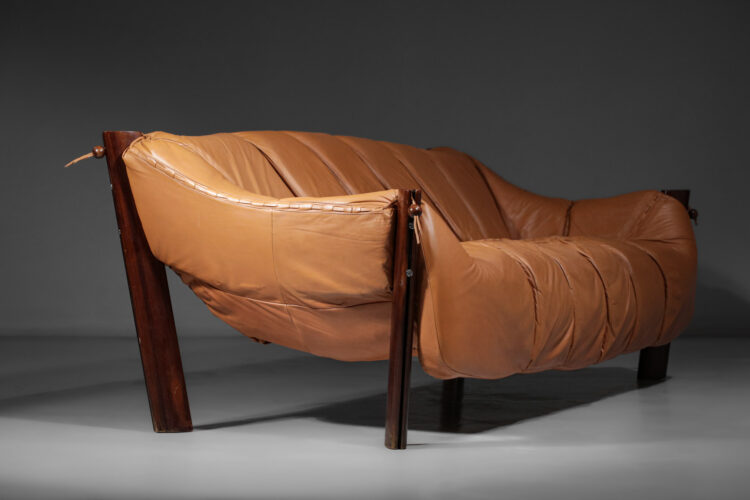 grand canapé sofa percival lafer MP 211 cuir camel - F595