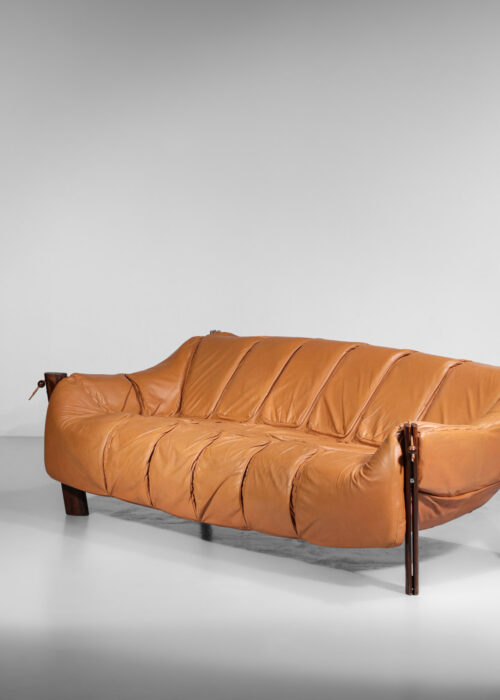 grand canapé sofa percival lafer MP 211 cuir camel - F595