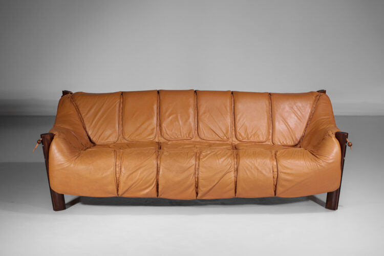 grand canapé sofa percival lafer MP 211 cuir camel - F595