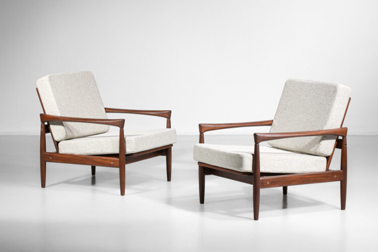 paire de fauteuils chauffeuses scandinaves Erik Worts teck années 60 - B93