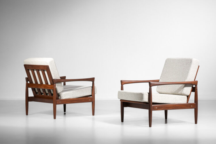 paire de fauteuils chauffeuses scandinaves Erik Worts teck années 60 - B93