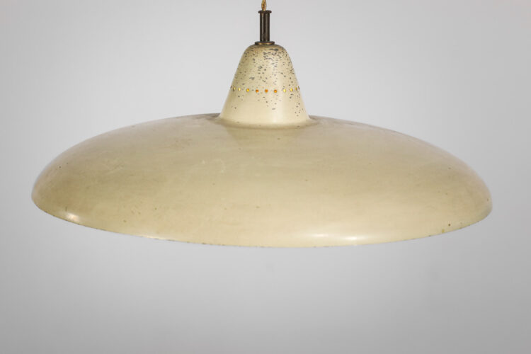 suspension italienne monte et baisse arredoluce beige et laiton années 50