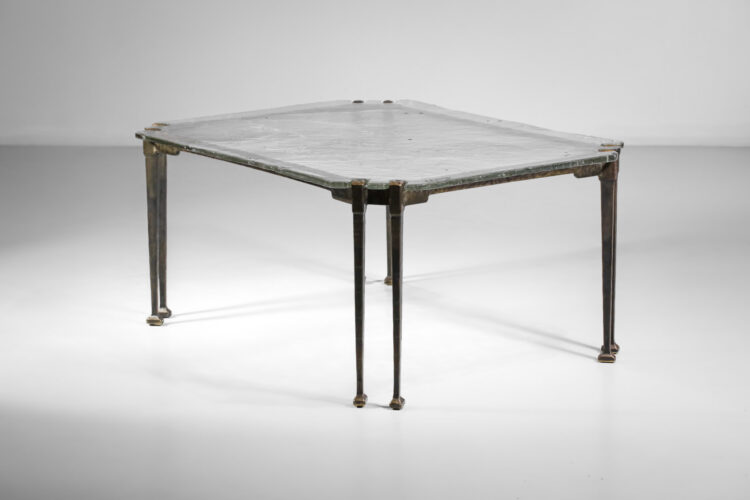 table basse Lothar Klute à 8 pieds en bronze et verre