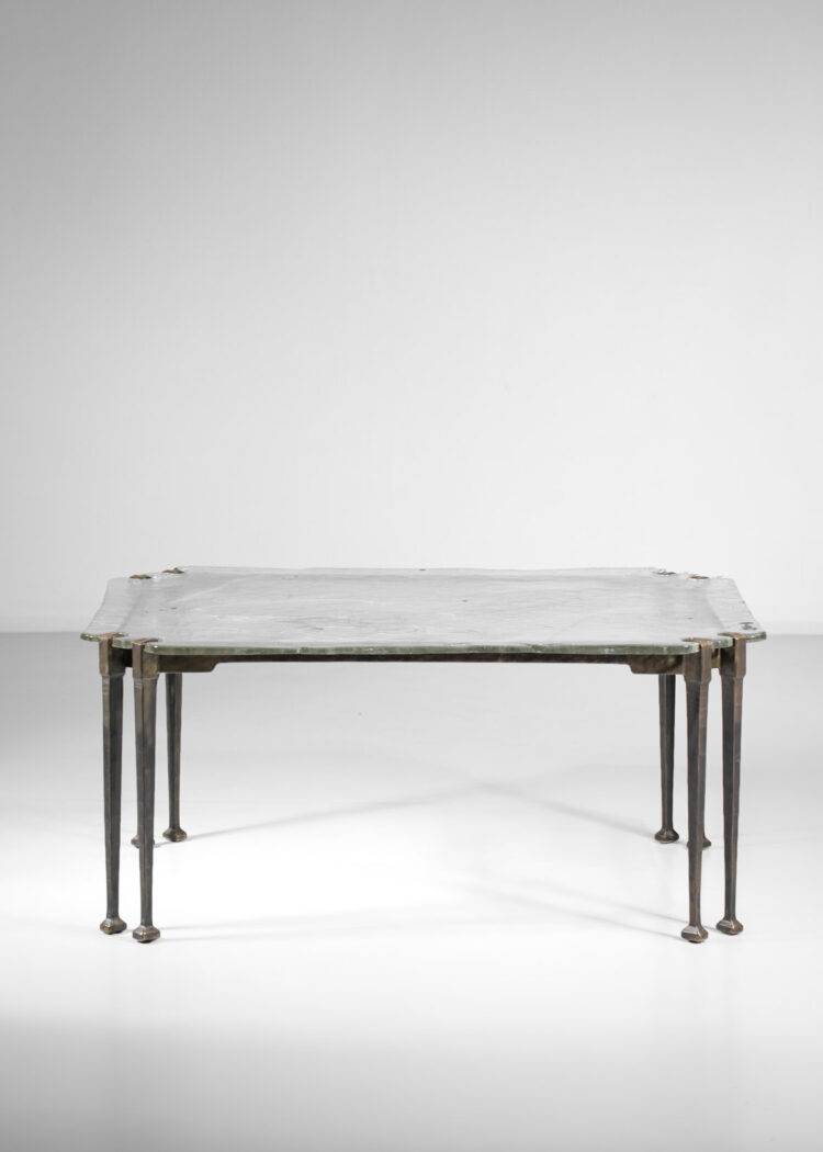 table basse Lothar Klute à 8 pieds en bronze et verre