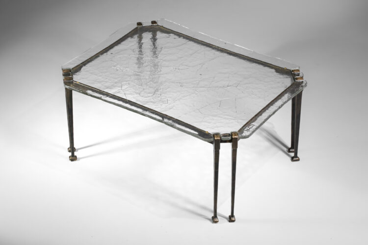 table basse Lothar Klute à 8 pieds en bronze et verre