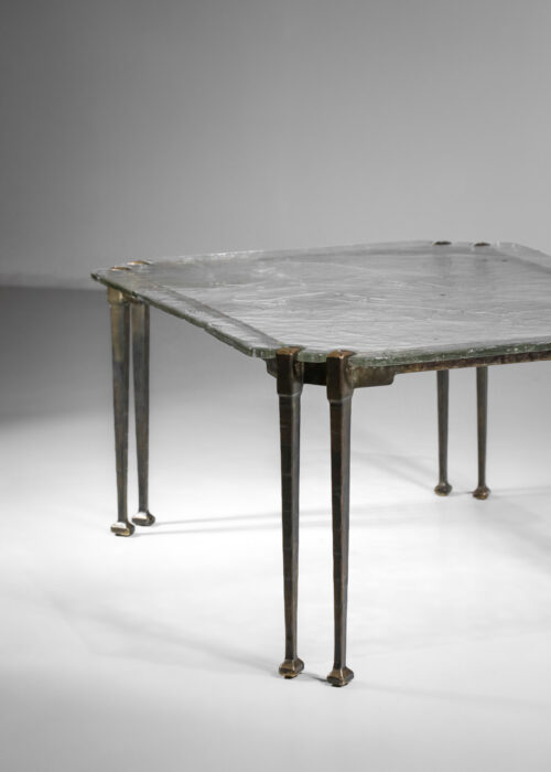 table basse Lothar Klute à 8 pieds en bronze et verre table basse Lothar Klute à 8 pieds en bronze et verre