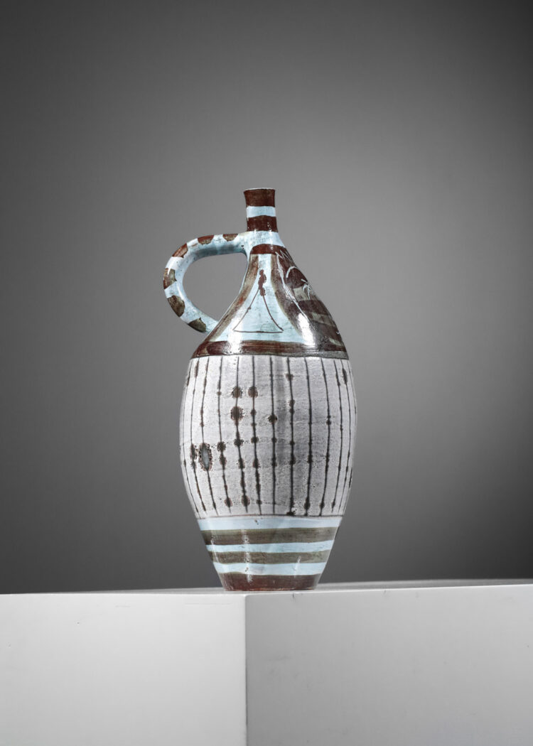 vase en céramique Franco CARDINALI vallauris des années 50 décor style picasso - F515