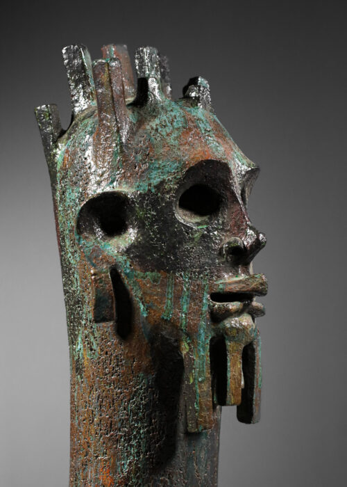 Sculpture céramique buste ethnique années 70 masque africain