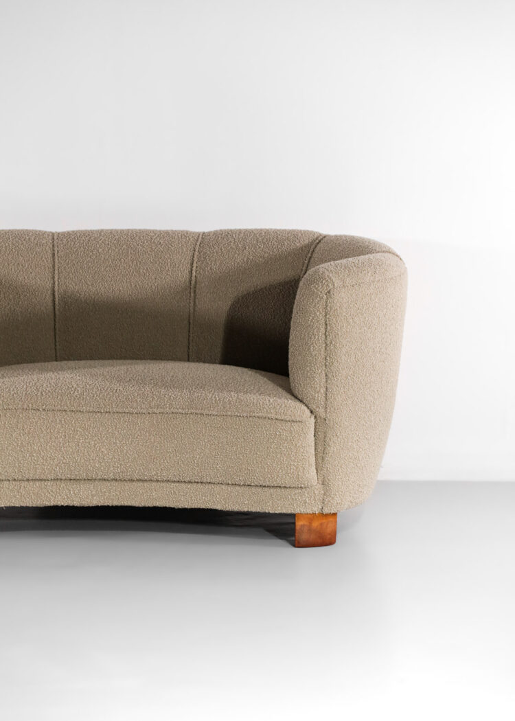 canapé sofa danois scandinave années 60 bouclettes courbé - D247