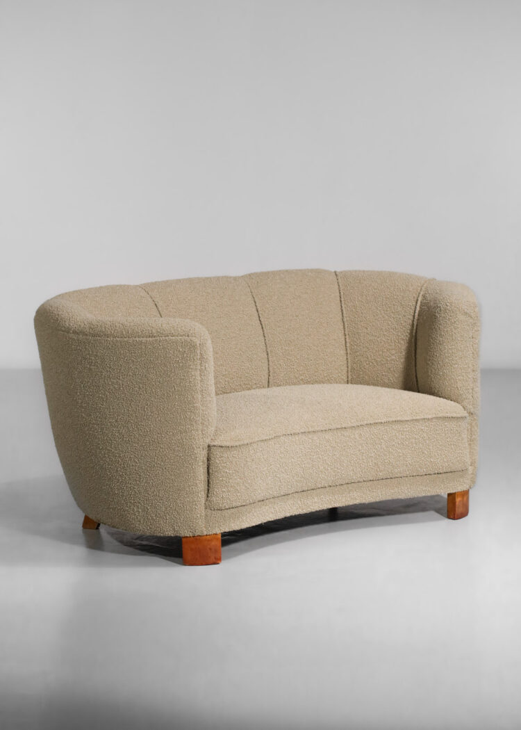 canapé sofa danois scandinave années 60 bouclettes courbé - D247