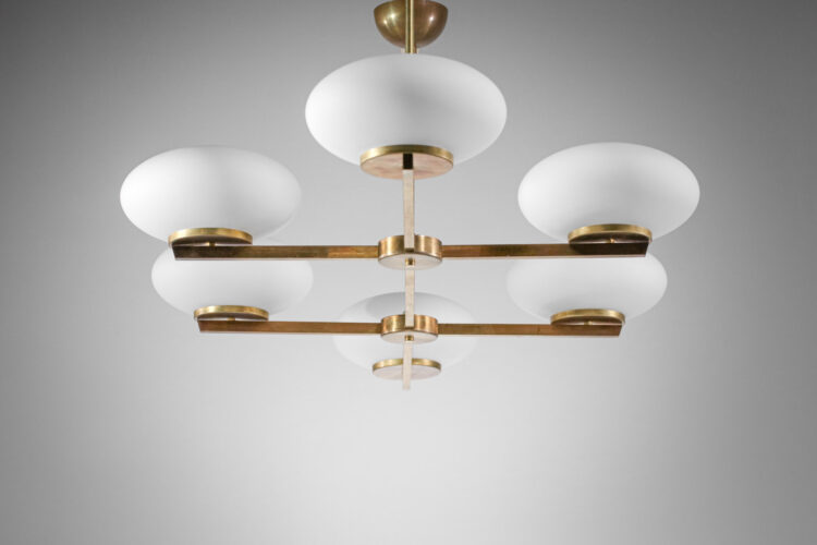 lustre italien moderne cora double laiton et opaline