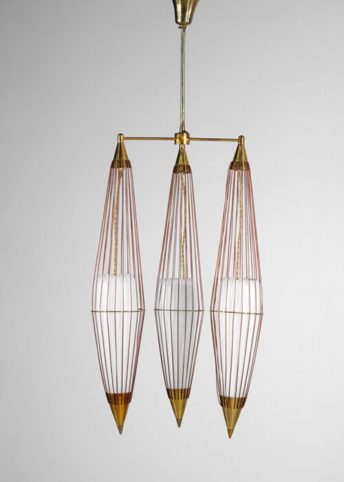 suspension italienne design opaline attribuée à Angelo Lelli - D073