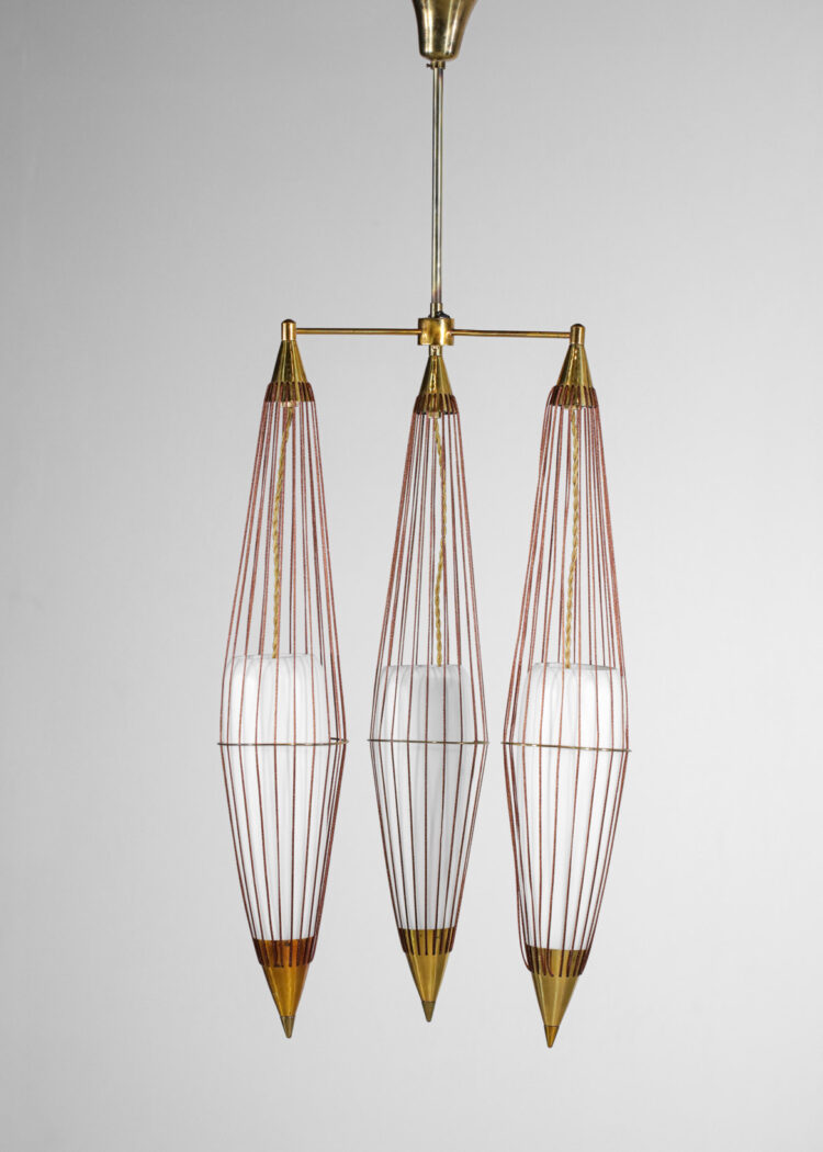 suspension italienne design opaline attribuée à Angelo Lelli - D073