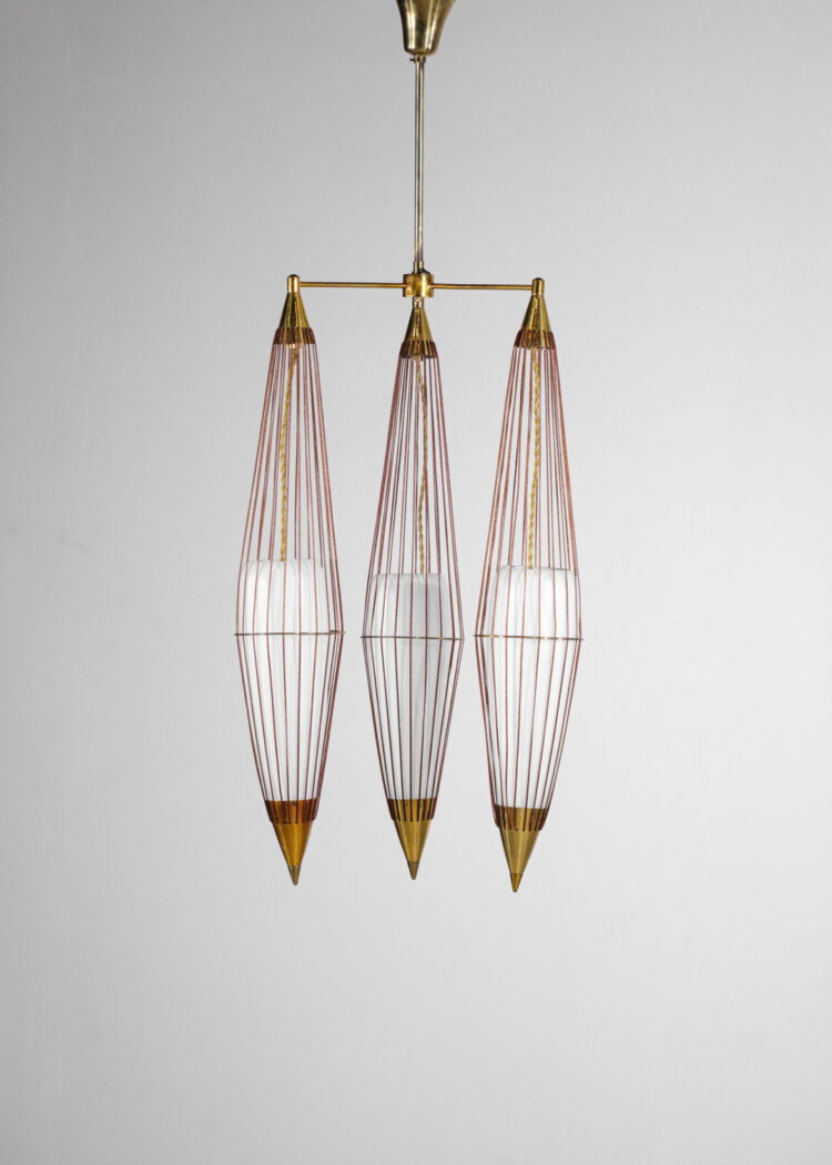 suspension italienne design opaline attribuée à Angelo Lelli - D073