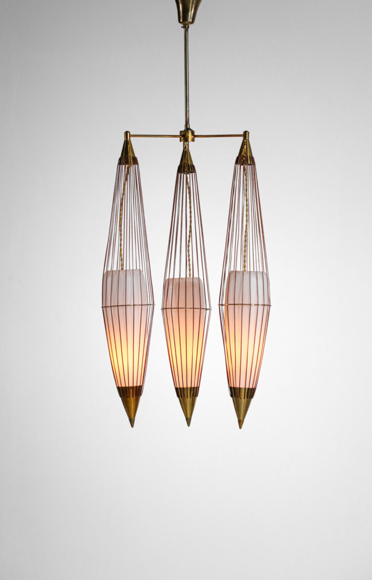 suspension italienne design opaline attribuée à Angelo Lelli - D073