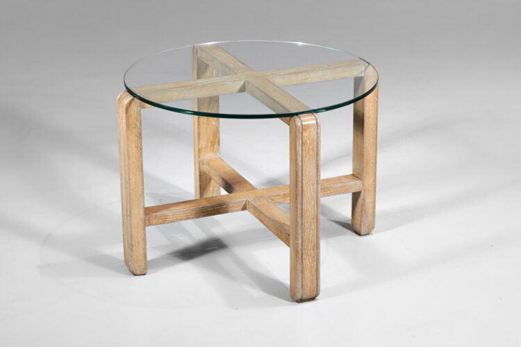 Table basse moderniste en chêne cérusé style jean michel frank années 40