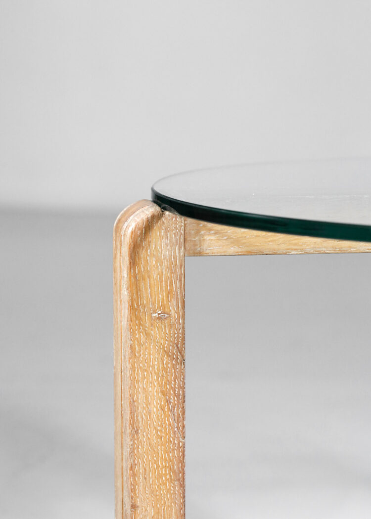 Table basse moderniste en chêne cérusé style jean michel frank années 40