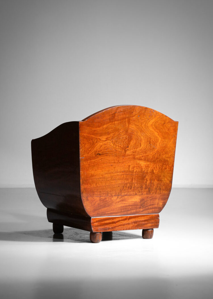 fauteuil chauffeuse années 30 style pierre chareau en bois exotique - F599