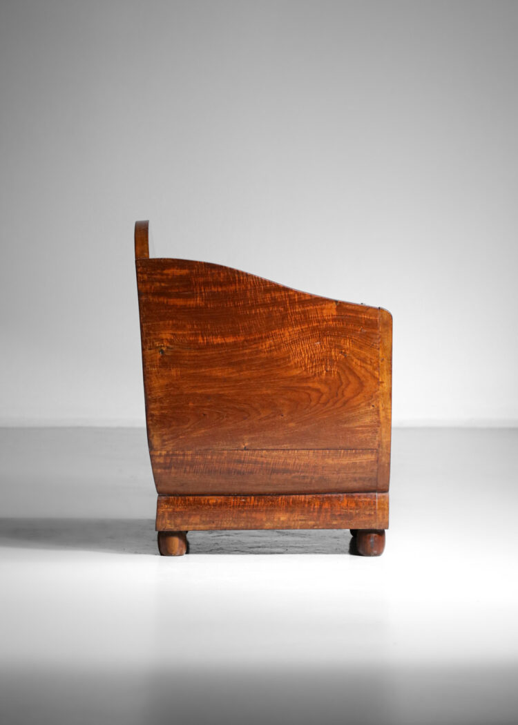 fauteuil chauffeuse années 30 style pierre chareau en bois exotique - F599