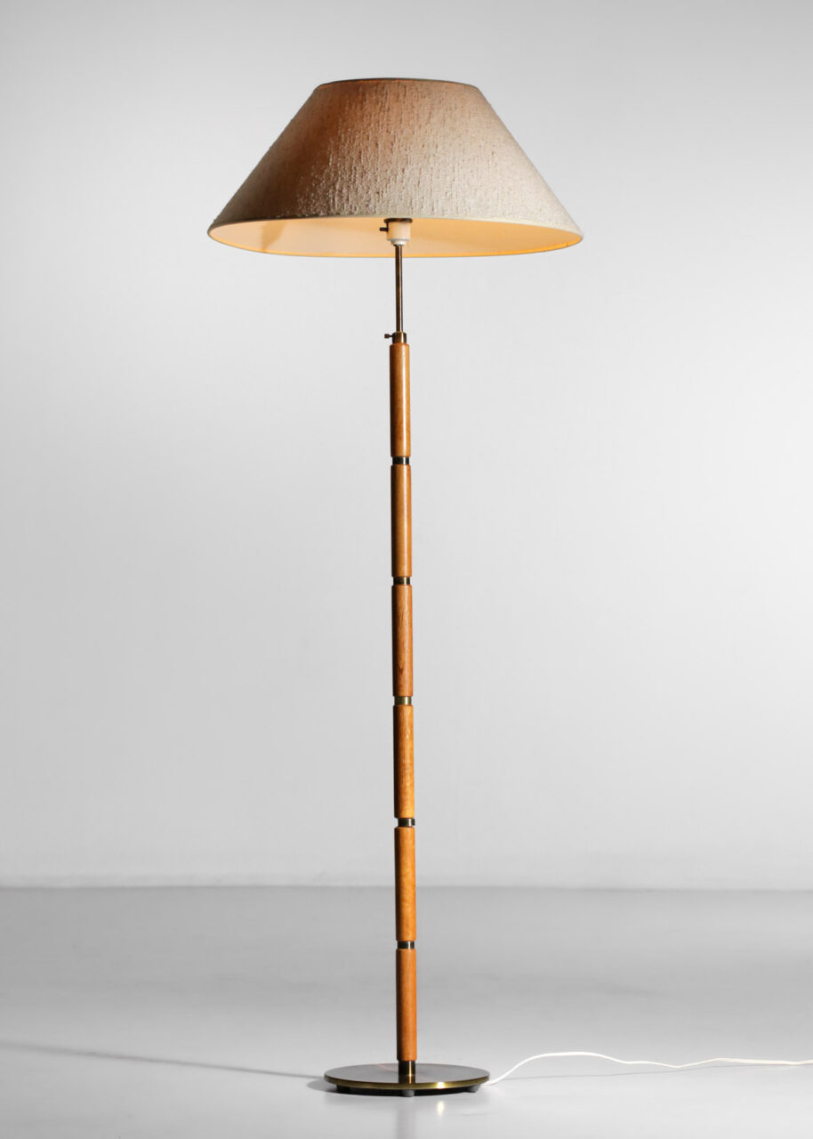 swedish floor lamp in brass and teak from the 70's style paavo tynell