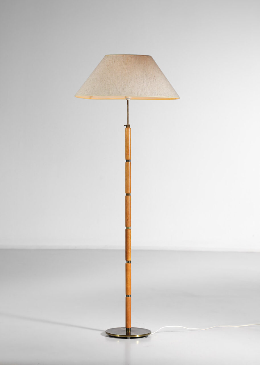 swedish floor lamp in brass and teak from the 70's style paavo tynell