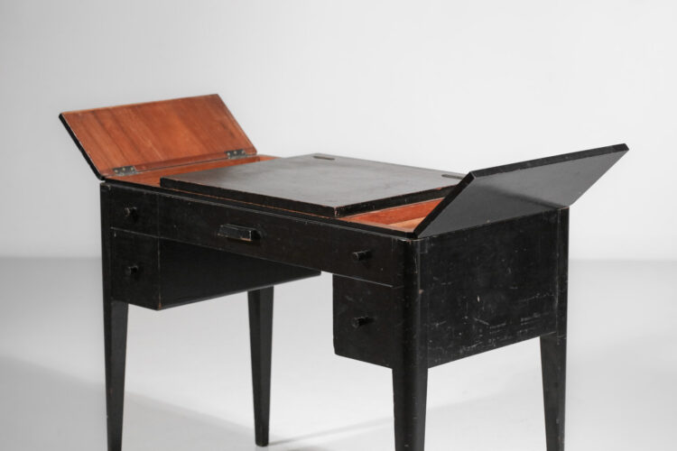 coiffeuse console style jules leleu en bois laqué noir art deco modernisme années 40