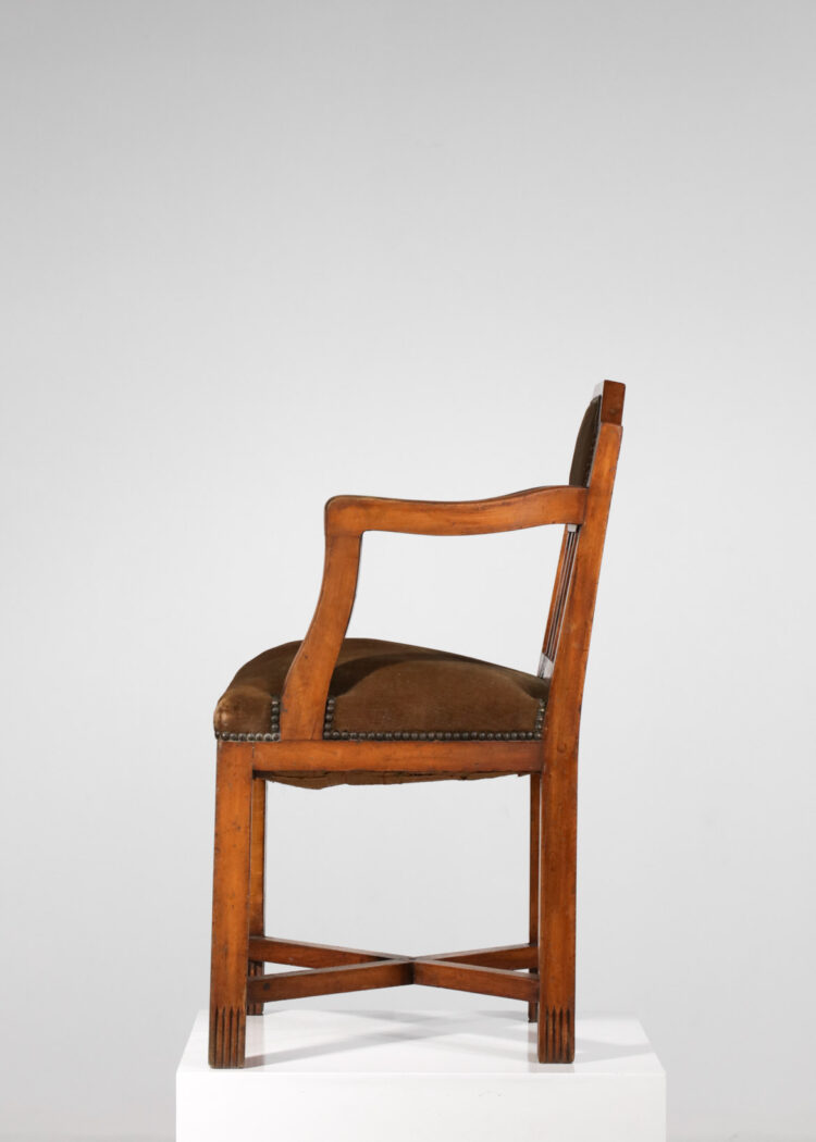 Fauteuil français en chêne massif art déco velours - F750