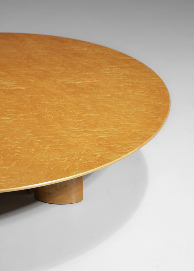 Table basse ronde italienne Giovani Ofredi années 60 bois de loupe - G187