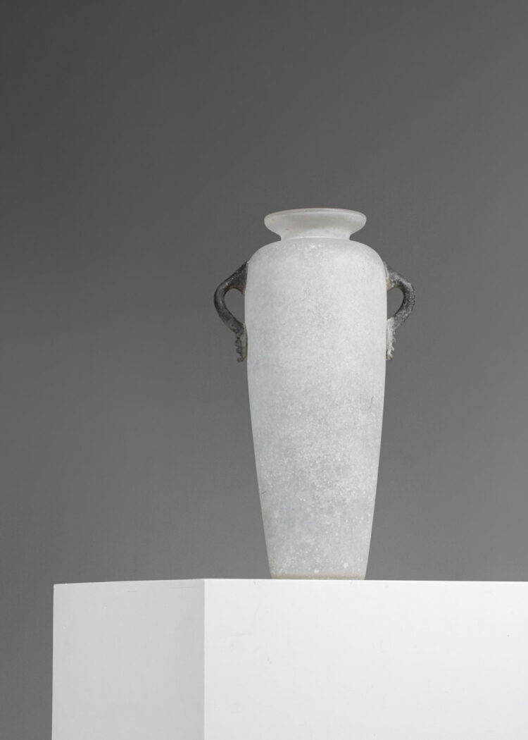 Grand vase italien en verre souflé de Murano attribué à Cenedese dépoli