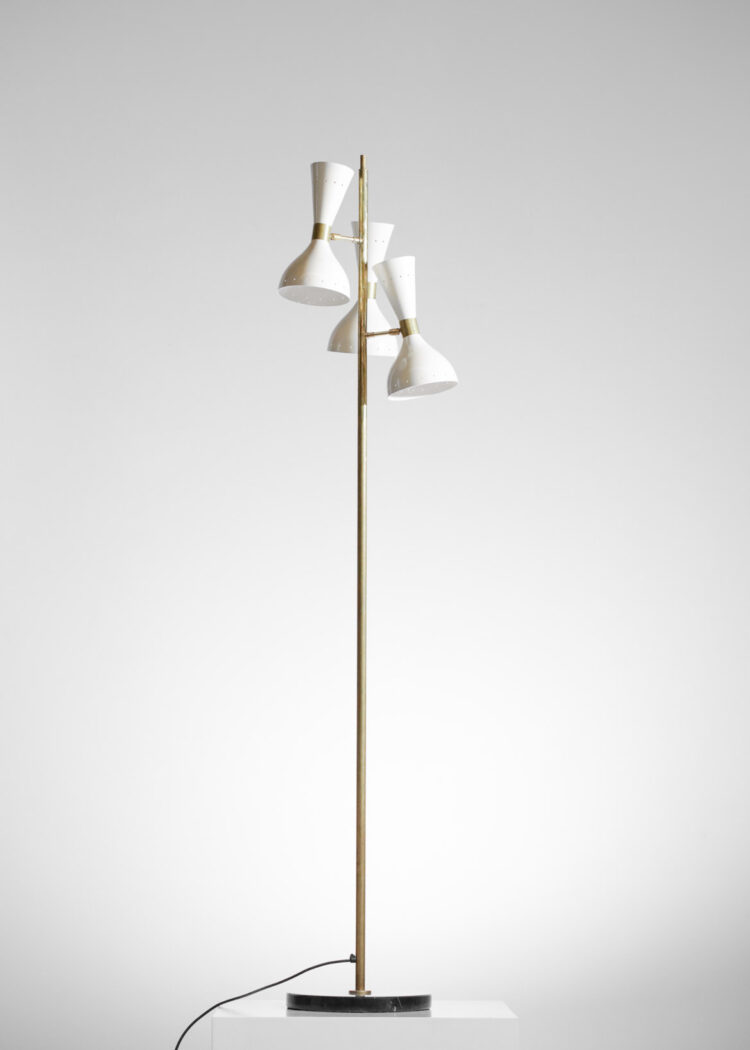 lampadaire italien 3 spots beiges dans le style de Stilnovo "Gira" - ML135