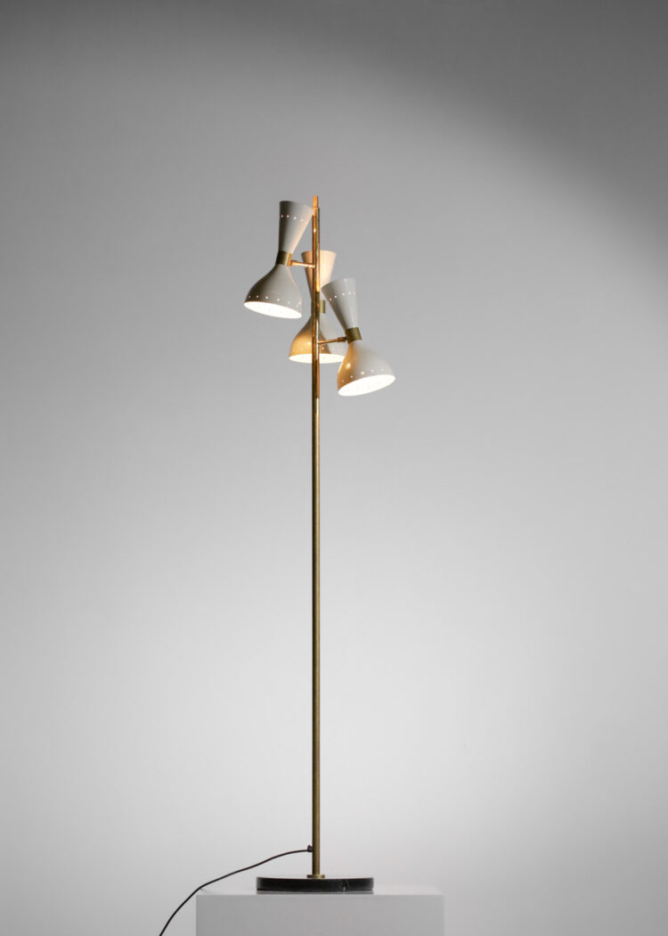 lampadaire italien 3 spots beiges dans le style de Stilnovo "Gira" - ML135