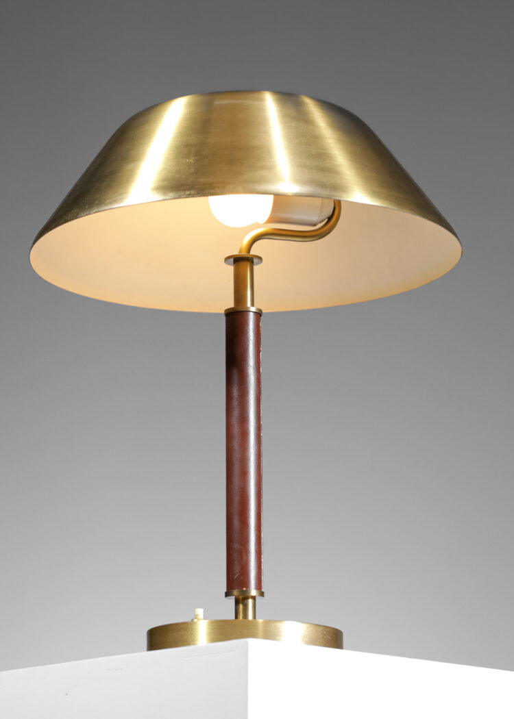 rare lampe suédoise Falkenbergs Belysning laiton et cuir années 50 - G096
